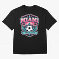 Miami 2026 Host City Emblem Soccer Football Events Oversized T-Shirt Represent the Passion of FIFA World Cup 2026 Group Stage with CR7 and Messi, Brazil, Portugal and Argentina Energy, Global Supporter Spirit, Legendary Goals, National Colors and