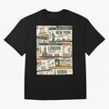 World Travel Ticket Aesthetic Collage Global City Vibes Oversized T-Shirt Make Your Look Match FIFA World Cup 2026 Spirit, with England, France and Netherlands, Mbappe, Vintage Soccer Flavor, Modern Football Stars, National Flags and Final Night