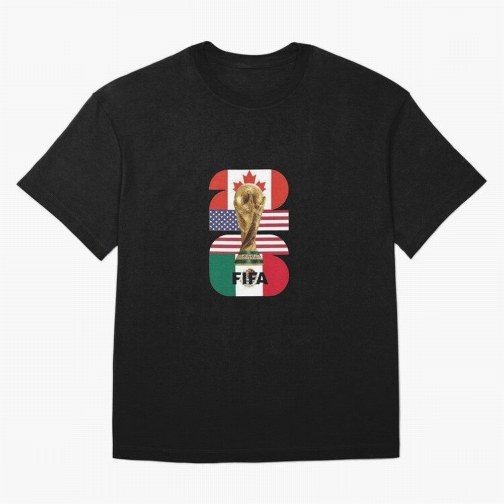 Three Nations Host Trophy Vertical Oversized T-Shirt Celebrate Unforgettable Nights in the FIFA World Cup 2026 USA Canada Mexico Journey through Mbappe and Neymar Highlights, France Pride, Football Passion, Legendary Performances, Festival Vibes