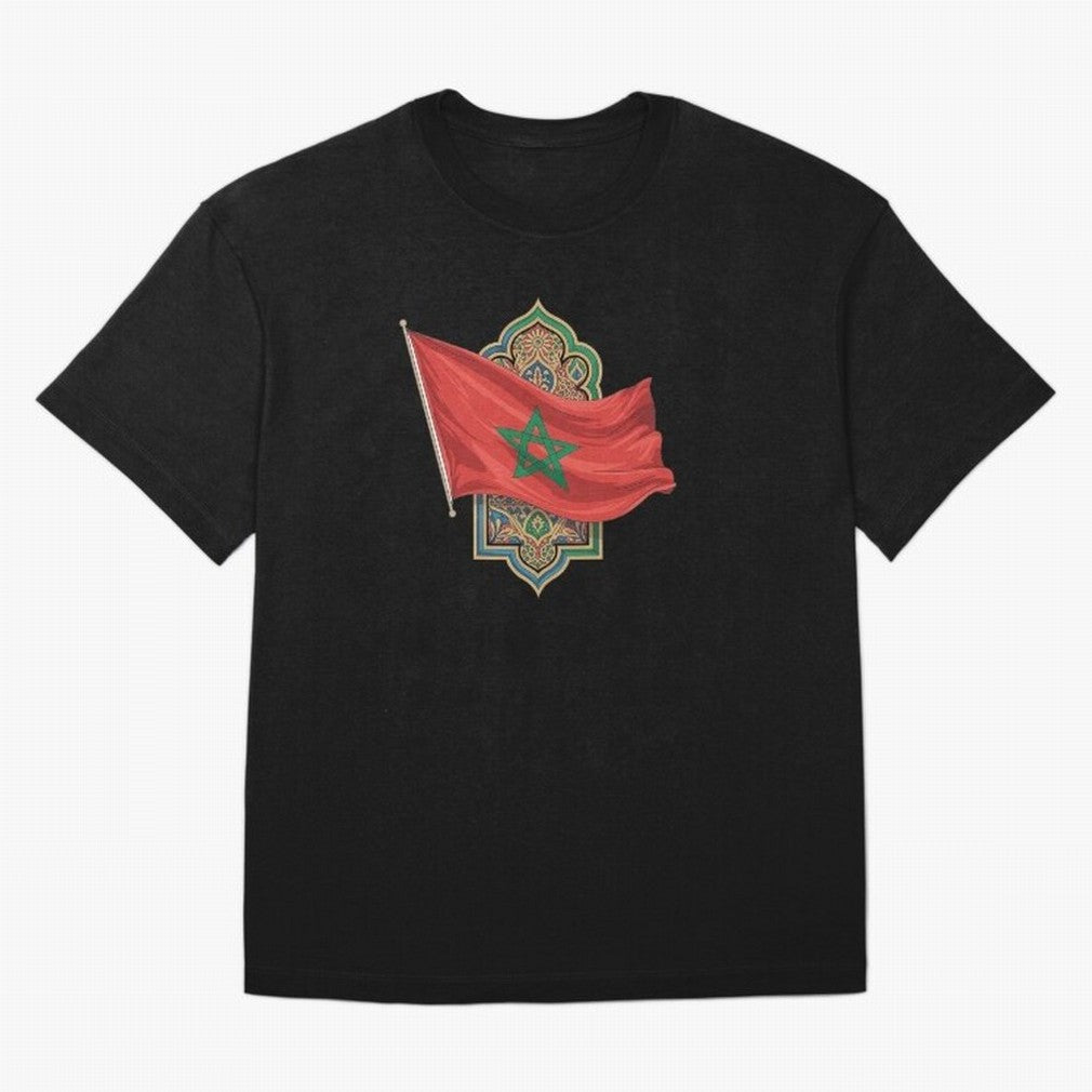 Morocco Flag Heritage World Cup 2026 Oversized T-Shirt Feel the Trophy Chase of FIFA World Cup 2026 for Fans of Messi and Argentina, France and Brazil, Bringing Sports Nostalgia, International Competition, Famous Players and Unforgettable