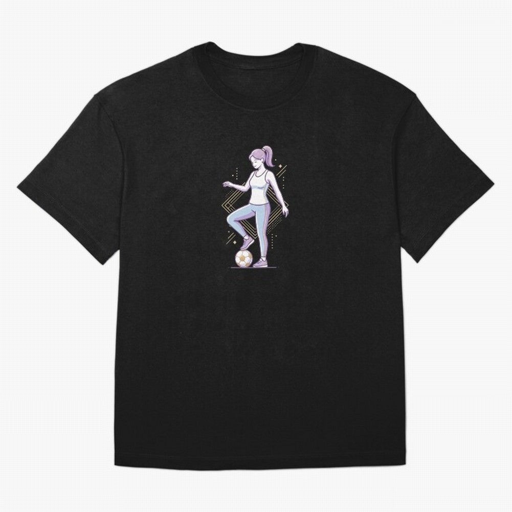 Female Soccer Player Athlete Line Art Oversized T-Shirt Bring Bold Fan Energy to FIFA World Cup 2026 Group Stage Spirit, Built around France and Portugal, Messi and Cristiano Ronaldo, Global Supporter Spirit, Legendary Goals, National Colors and