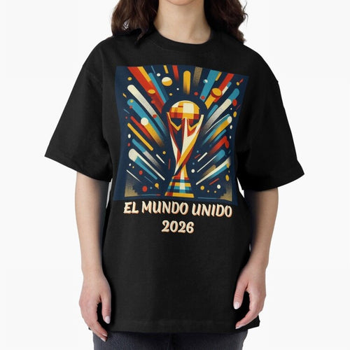 2026 World Cup The United World - Modern Geometric Art Oversized T-Shirt Bring Legendary Rivalry Energy to FIFA World Cup 2026 Group Stage Spirit, Connected to Portugal, Messi and Cristiano Ronaldo, Match Day Excitement, Supporter Culture, Golden