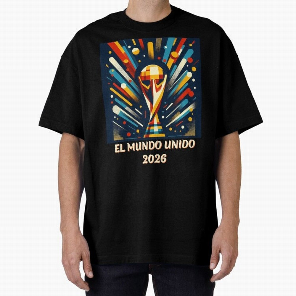 2026 World Cup The United World - Modern Geometric Art Oversized T-Shirt Bring Legendary Rivalry Energy to FIFA World Cup 2026 Group Stage Spirit, Connected to Portugal, Messi and Cristiano Ronaldo, Match Day Excitement, Supporter Culture, Golden