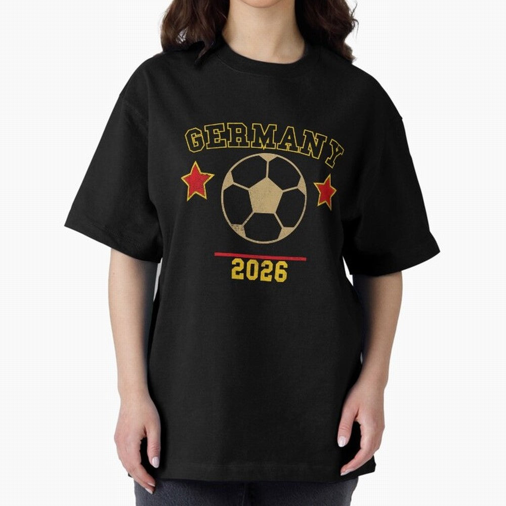 Germany 2026 ¡ª Vintage Soccer Tee Oversized T-Shirt Represent the Passion of the FIFA World Cup 2026 USA Canada Mexico Journey through Neymar, Haaland and Cristiano Ronaldo Highlights, Germany Pride, Sports Nostalgia, International Competition,