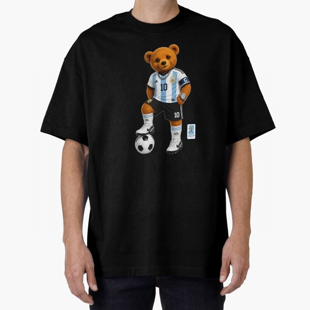 Argentina Soccer Bear World Cup Teddy Bear Oversized T-Shirt Relive Legendary Nights from the FIFA World Cup 2026 USA Canada Mexico Journey through Messi Highlights, Brazil Pride, Match Day Excitement, Supporter Culture, Golden Goals and Global
