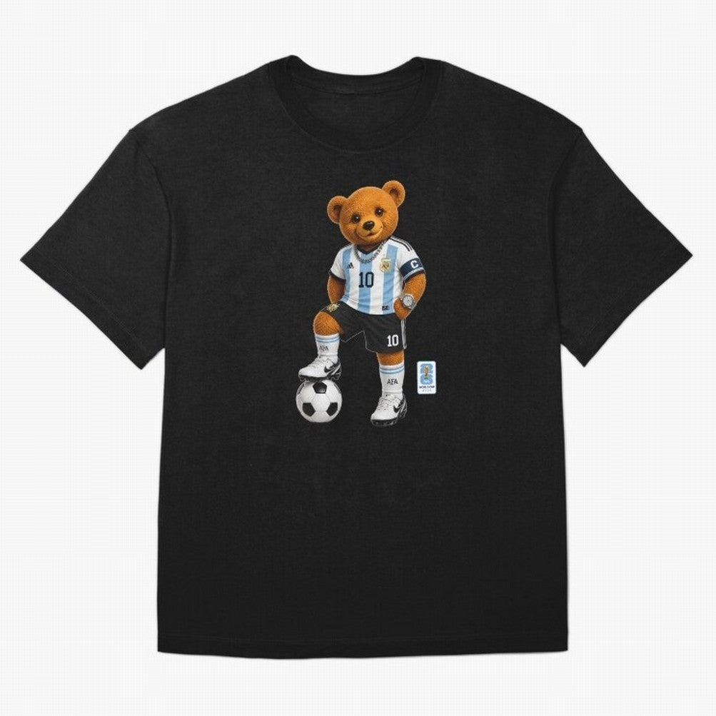 Argentina Soccer Bear World Cup Teddy Bear Oversized T-Shirt Relive Legendary Nights from the FIFA World Cup 2026 USA Canada Mexico Journey through Messi Highlights, Brazil Pride, Match Day Excitement, Supporter Culture, Golden Goals and Global