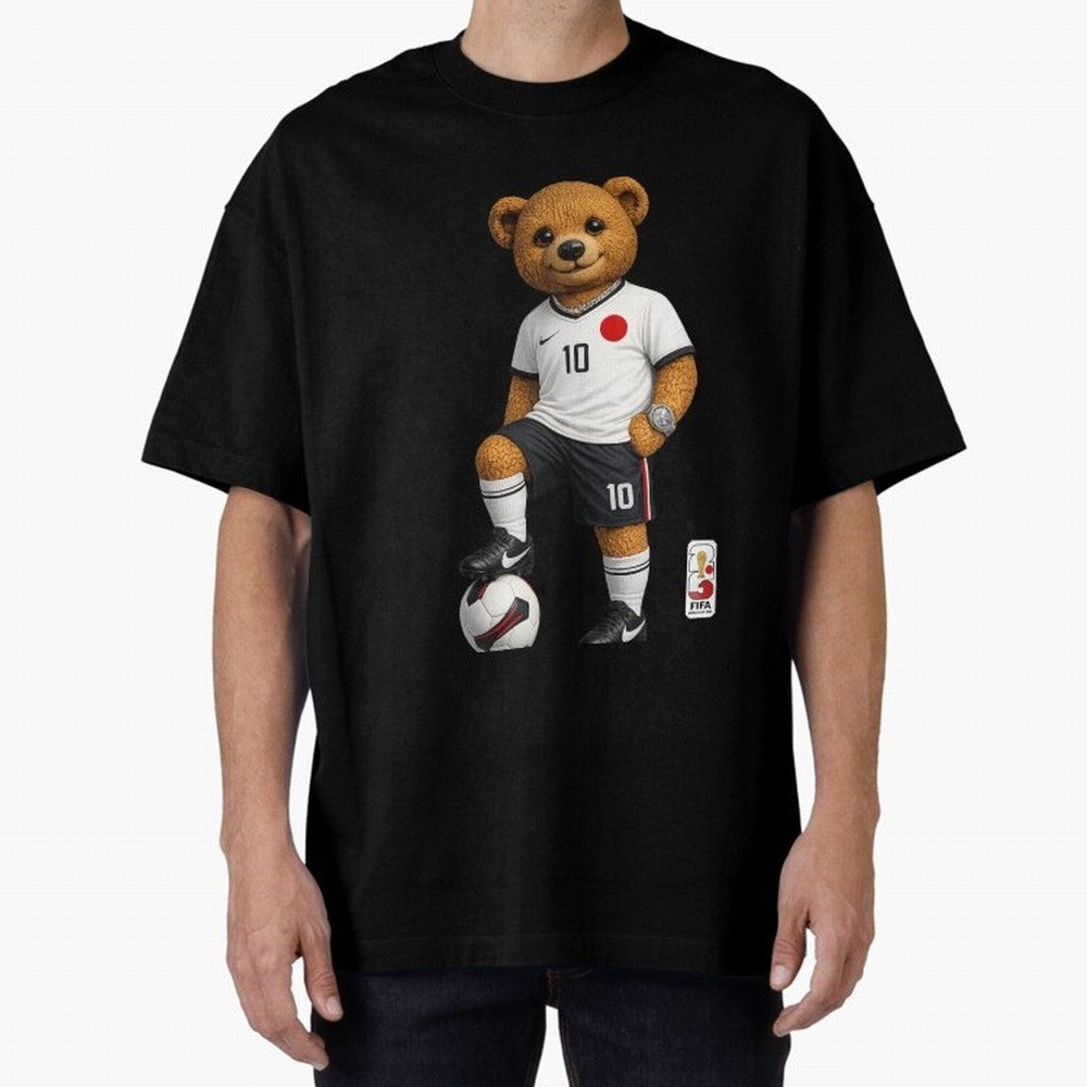 Japan Soccer Bear World Cup Teddy Bear Oversized T-Shirt Share FIFA World Cup 2026 Group Stage with CR7 and Messi, Portugal, Spain and Germany Energy, Soccer Culture, Superstar Moments, National Team Dreams and Competitive Fire; Made for Die Hard