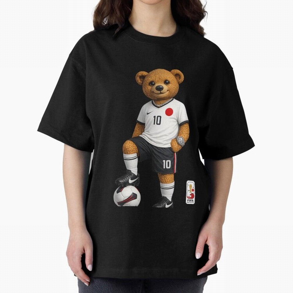 Japan Soccer Bear World Cup Teddy Bear Oversized T-Shirt Share FIFA World Cup 2026 Group Stage with CR7 and Messi, Portugal, Spain and Germany Energy, Soccer Culture, Superstar Moments, National Team Dreams and Competitive Fire; Made for Die Hard