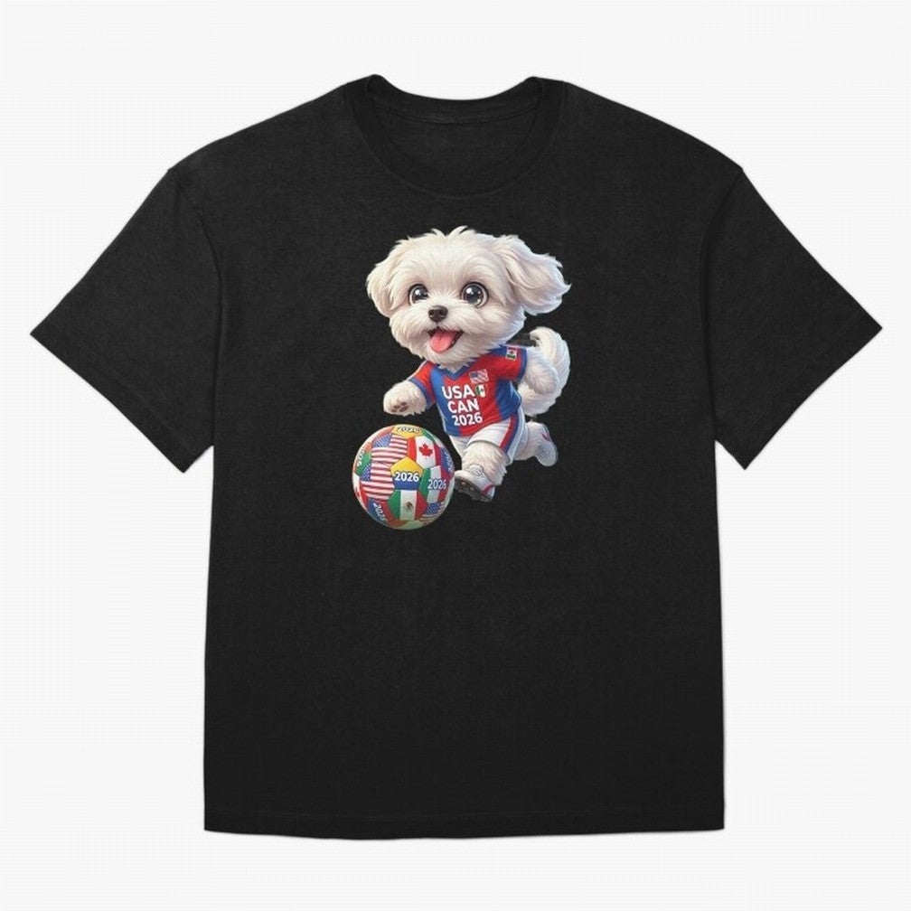 Cute Maltese Soccer Star - FIFA 2026 World Cup Edition Oversized T-Shirt Celebrate the Road through FIFA World Cup 2026 Group Stage for Fans of Mbappe and Neymar and Spain, Bringing Football Passion, Legendary Performances, Festival Vibes and