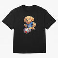 Golden Retriever Soccer Champ - World Cup 2026 Spirit Oversized T-Shirt Celebrate Unforgettable Nights in FIFA World Cup 2026 Group Stage Driven by Mbappe and Neymar, England and Germany Energy, Championship Spirit, Famous Goals, Roaring Crowds and