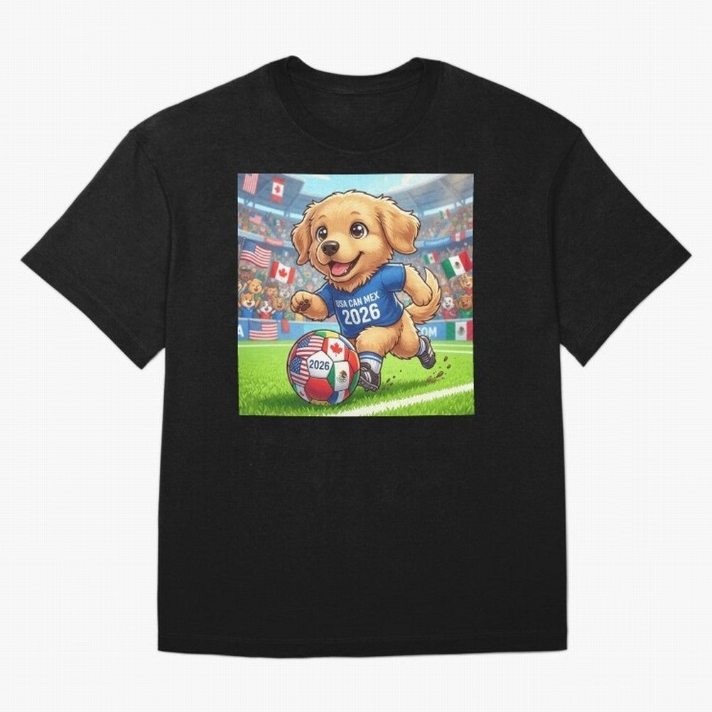 Golden Retriever Soccer Champ - World Cup 2026 Spirit Oversized T-Shirt Bring World Football Passion into FIFA World Cup 2026 USA Canada Mexico Spirit, Capturing Brazil, Neymar, Champion Mindset, Group Stage Buzz, Knockout Tension and Passionate