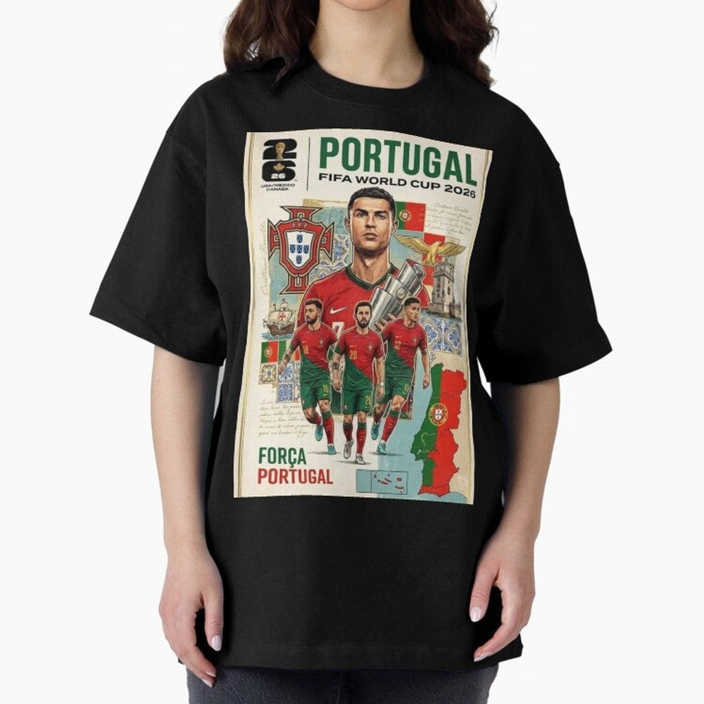 Portugal 2026 ¨C In Search of Glory Oversized T-Shirt Showcase FIFA World Cup 2026 Filled with CR7, Portugal Energy, Football History, Final Match Energy, Crowd Noise and Once in a Lifetime Moments; Ideal for Football Dads, Football Moms, Friends,