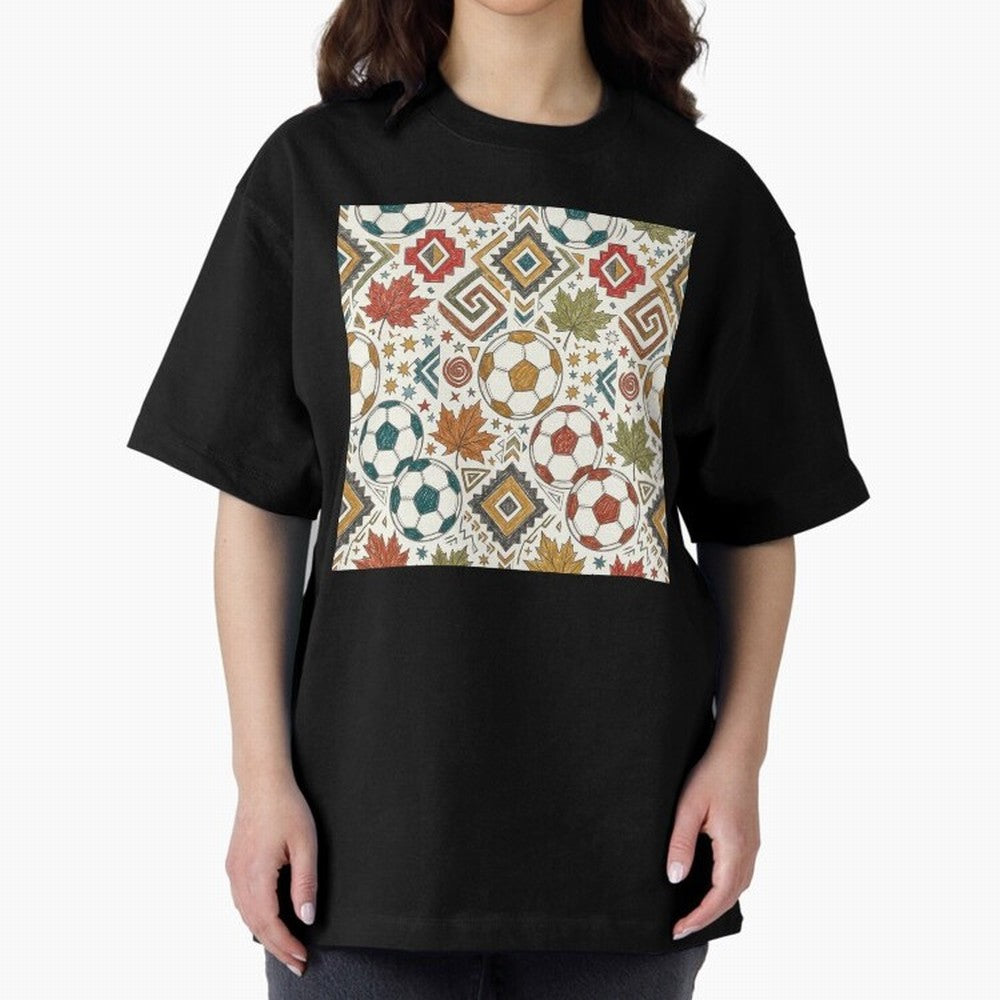 2026 World Cup Unity: Aztec & Maple Soccer Pattern Oversized T-Shirt Feel the Heartbeat of the FIFA World Cup 2026 Group Stage Journey through Neymar, Haaland and Cristiano Ronaldo Highlights, Portugal Pride, Supporter Pride, Iconic Celebrations,