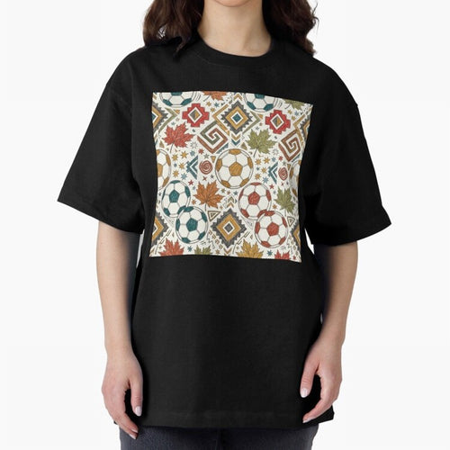 2026 World Cup Unity: Aztec & Maple Soccer Pattern Oversized T-Shirt Feel the Heartbeat of the FIFA World Cup 2026 Group Stage Journey through Neymar, Haaland and Cristiano Ronaldo Highlights, Portugal Pride, Supporter Pride, Iconic Celebrations,