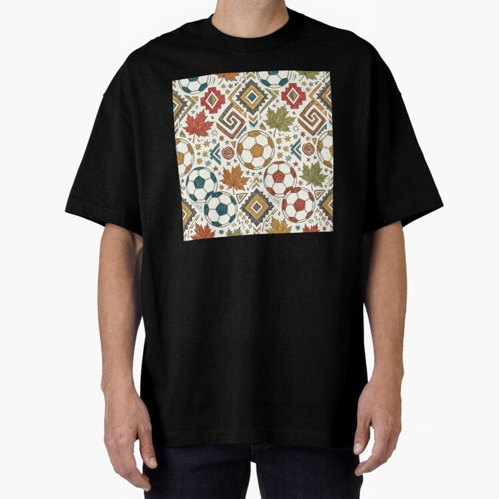 2026 World Cup Unity: Aztec & Maple Soccer Pattern Oversized T-Shirt Feel the Heartbeat of the FIFA World Cup 2026 Group Stage Journey through Neymar, Haaland and Cristiano Ronaldo Highlights, Portugal Pride, Supporter Pride, Iconic Celebrations,