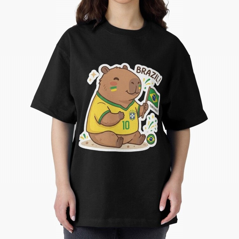 Capivara Torcedora Oversized T-Shirt Bring Home FIFA World Cup 2026 USA Canada Mexico Spirit, Connected to Portugal, Cristiano Ronaldo, Football Passion, Legendary Performances, Festival Vibes and Supporter Community; Made for Die Hard Supporters,