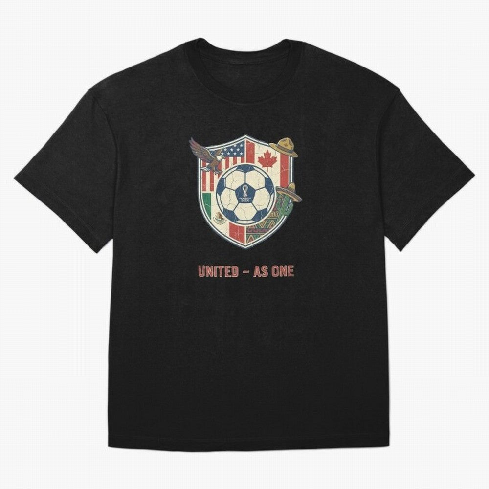 North America United Soccer 2026 Vintage Crest Oversized T-Shirt Bring a Vintage Feel to the FIFA World Cup 2026 USA Canada Mexico Journey through Messi and Cristiano Ronaldo Highlights, Portugal Pride, Sports Nostalgia, International Competition,