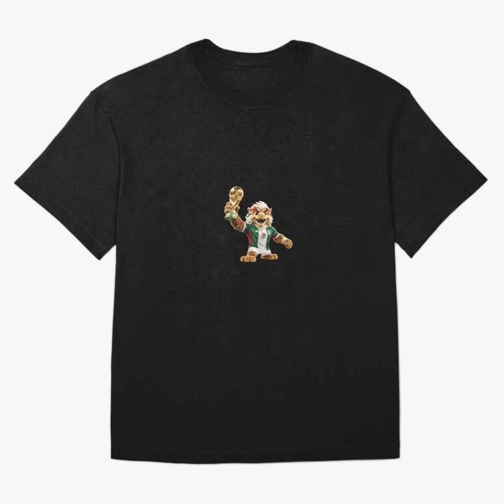 Mexico Soccer Mascot Champion - Mexican Football Victory Trophy 2026 Oversized T-Shirt Bring International Match Energy to FIFA World Cup 2026 for Fans of CR7 and Argentina, Bringing Vintage Soccer Flavor, Modern Football Stars, National Flags and