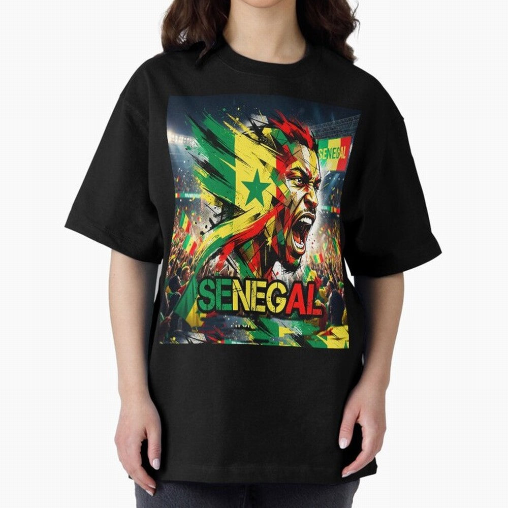 SENEGAL FOOTBALL TEAM Oversized T-Shirt Make Your Look Match Global Football Passion for FIFA World Cup 2026 USA Canada Mexico, Capturing Neymar, Haaland and Cristiano Ronaldo, Argentina, France and Brazil, Stadium Memories, Football Loyalty,
