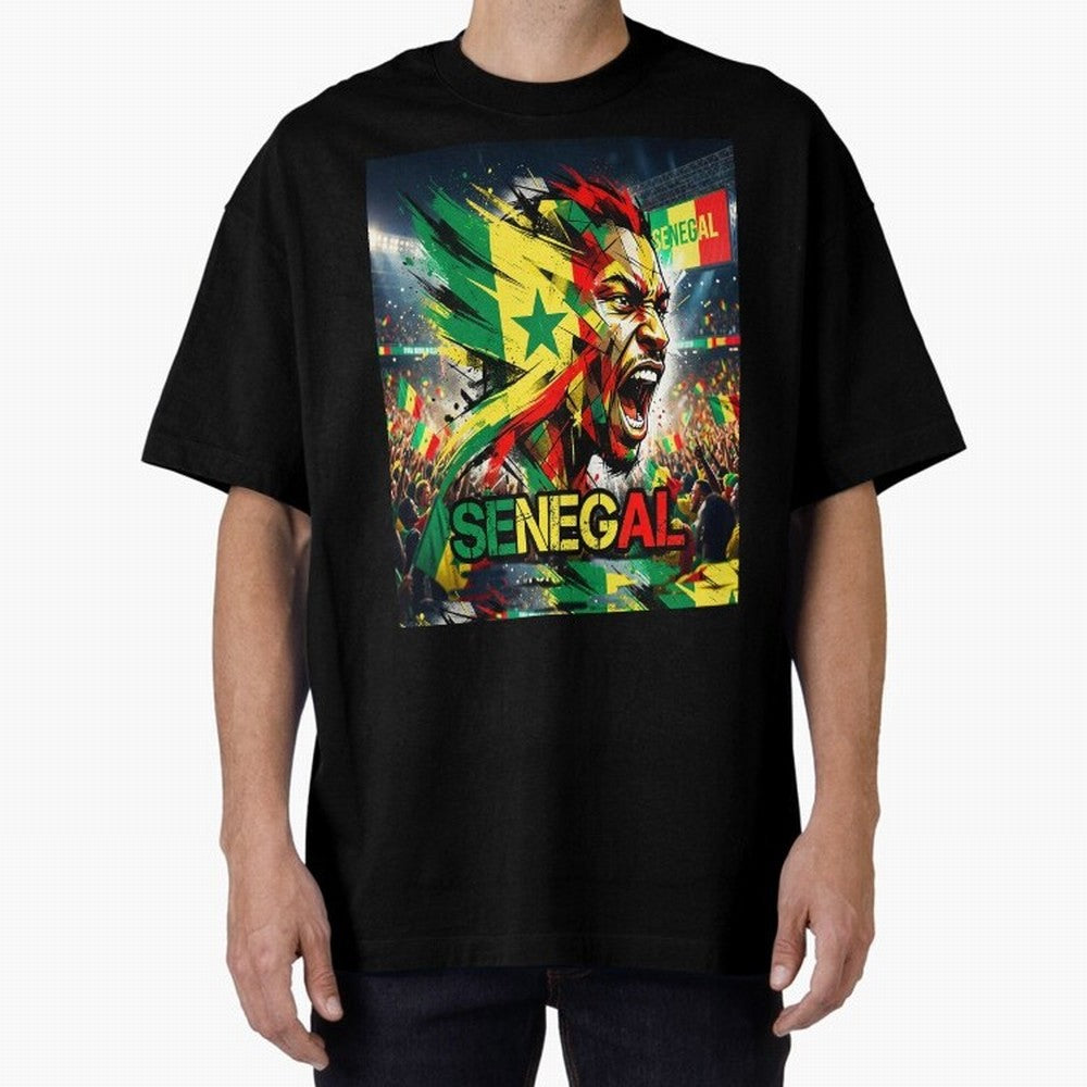 SENEGAL FOOTBALL TEAM Oversized T-Shirt Make Your Look Match Global Football Passion for FIFA World Cup 2026 USA Canada Mexico, Capturing Neymar, Haaland and Cristiano Ronaldo, Argentina, France and Brazil, Stadium Memories, Football Loyalty,