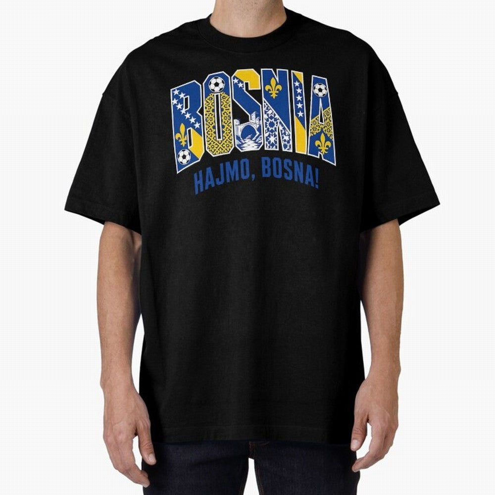 Bosnia Hajmo Bosna Football Soccer Fan Bosnian Supporter Flag Oversized T-Shirt Celebrate Soccer Greatness during FIFA World Cup 2026 Group Stage Spirit, Built around Portugal, Spain and Germany, Cristiano Ronaldo, Retro Football Energy, Iconic