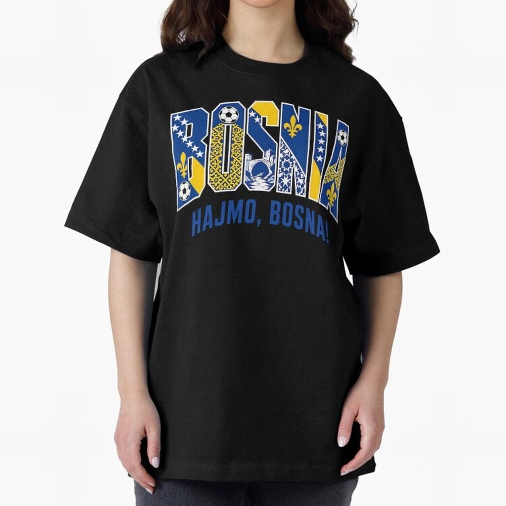 Bosnia Hajmo Bosna Football Soccer Fan Bosnian Supporter Flag Oversized T-Shirt Celebrate Soccer Greatness during FIFA World Cup 2026 Group Stage Spirit, Built around Portugal, Spain and Germany, Cristiano Ronaldo, Retro Football Energy, Iconic
