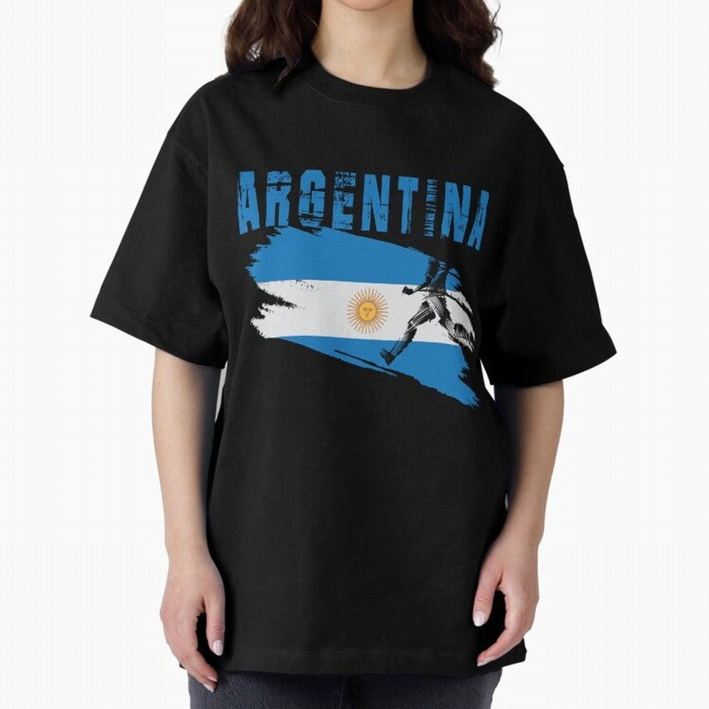 Argentina World Cup 2026 ¨C Pride in Motion Oversized T-Shirt Keep the Legacy of FIFA World Cup 2026 USA Canada Mexico for Fans of Cristiano Ronaldo, Haaland and CR7 and Brazil, Portugal and Argentina, Bringing Match Day Excitement, Supporter