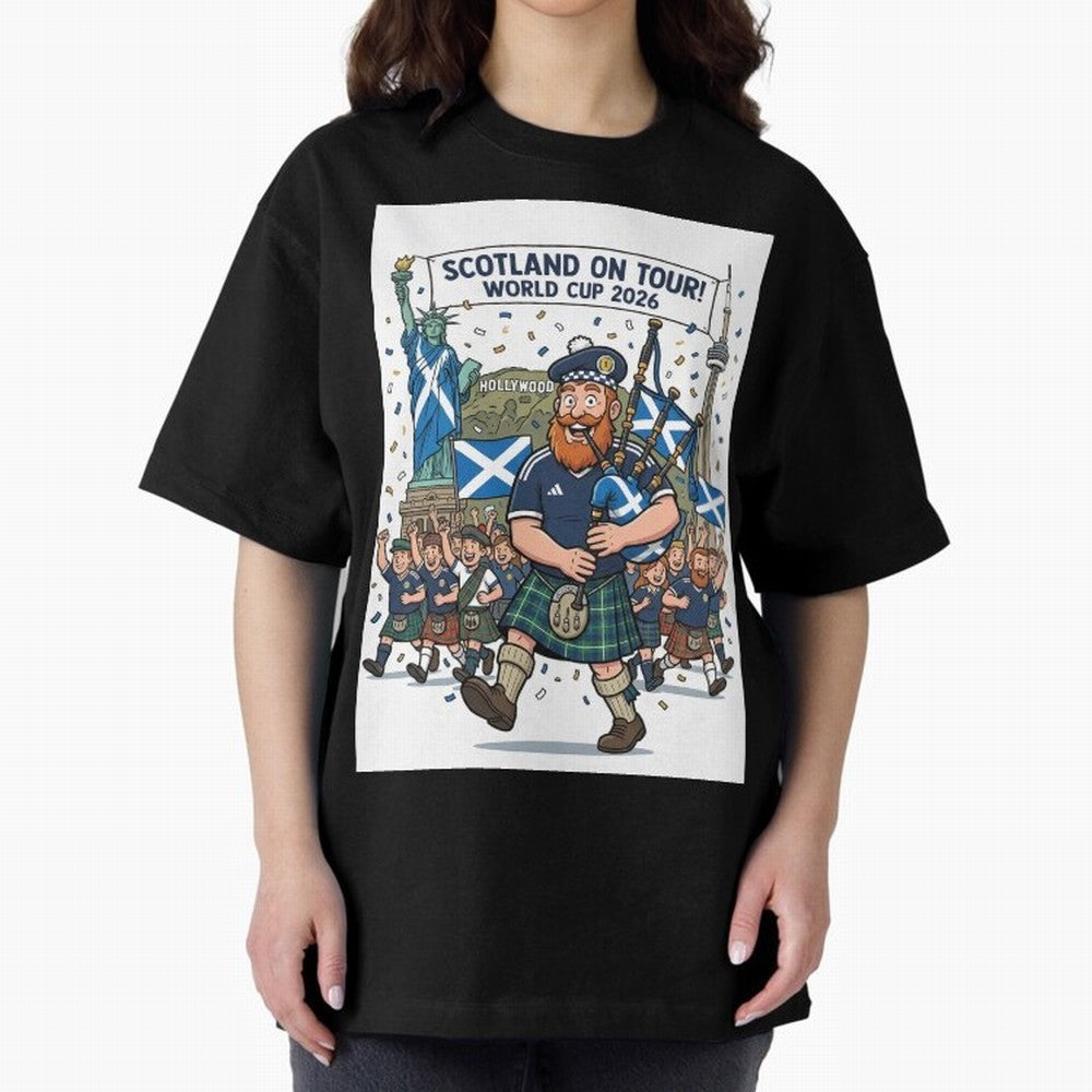 World Cup 2026 Tour Oversized T-Shirt Relive the Noise and Pride of Global Football Passion for FIFA World Cup 2026 Group Stage, Centered on Neymar, Haaland and Cristiano Ronaldo, Spain, Football Festival Excitement, Trophy Ambitions, Country