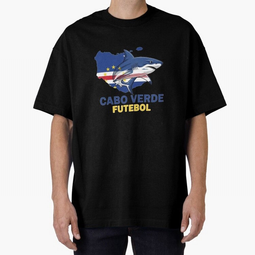 Cabo Verde Soccer Blue Shark Design Oversized T-Shirt Bring Champion Energy into Global Football Passion for FIFA World Cup 2026 USA Canada Mexico, Made for Haaland and Mbappe, England, Stadium Memories, Football Loyalty, International Chants and
