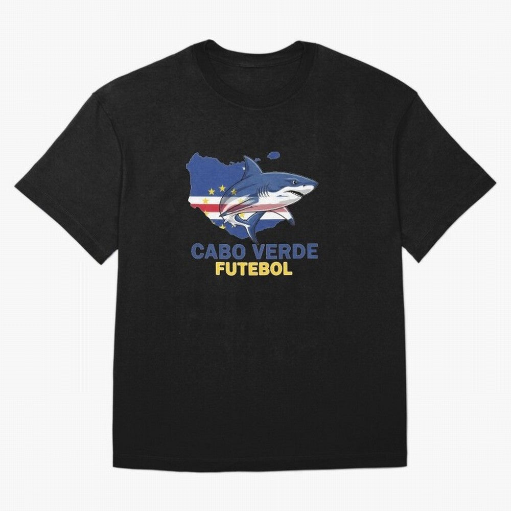 Cabo Verde Soccer Blue Shark Design Oversized T-Shirt Bring Champion Energy into Global Football Passion for FIFA World Cup 2026 USA Canada Mexico, Made for Haaland and Mbappe, England, Stadium Memories, Football Loyalty, International Chants and