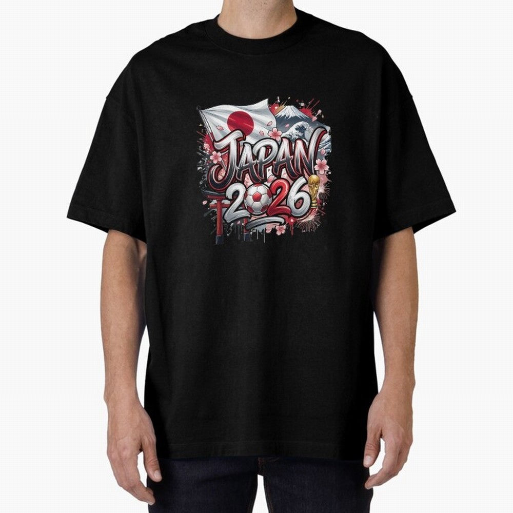 Japan World Cup 2026 Football Legacy Oversized T-Shirt Unlock the FIFA World Cup 2026 Group Stage Journey through Haaland and Mbappe Highlights, Portugal, Spain and Germany Pride, Retro Football Energy, Iconic Rivalries, Trophy Chase Drama and