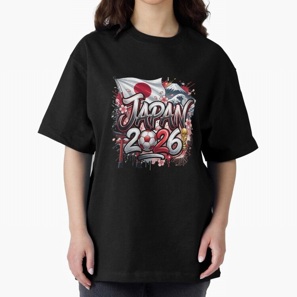 Japan World Cup 2026 Football Legacy Oversized T-Shirt Unlock the FIFA World Cup 2026 Group Stage Journey through Haaland and Mbappe Highlights, Portugal, Spain and Germany Pride, Retro Football Energy, Iconic Rivalries, Trophy Chase Drama and