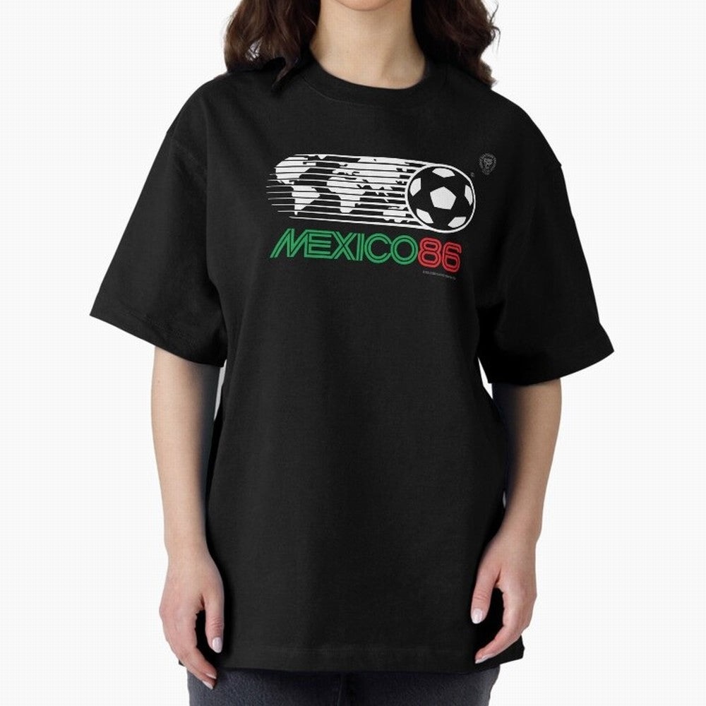 Mexico 86 Logo Tribute ¨C Retro Soccer World Cup Inspired Graphic | Vintage Mexican Football Art | Ruben Santiago Creative Oversized T-Shirt Feel the Roar of the FIFA World Cup 2026 Journey through Neymar, Haaland and Cristiano Ronaldo Highlights,