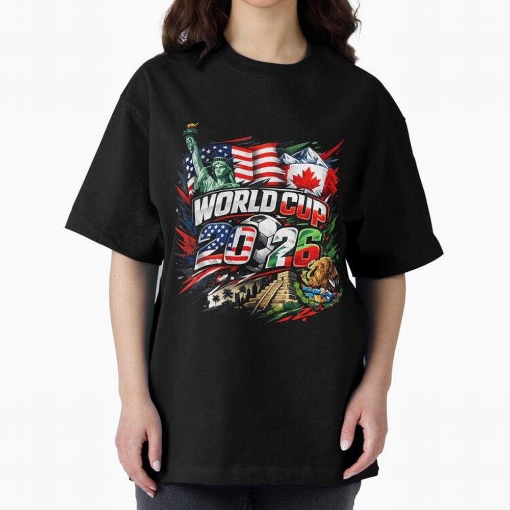 2026 North America Football Championship Oversized T-Shirt Bring Legendary Rivalry Energy to Match Day Hype around FIFA World Cup 2026 USA Canada Mexico, Messi, England, France and Netherlands, Football Festival Excitement, Trophy Ambitions,